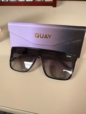 Quay Australia Black Shield Sunglasses with Gradient Lenses